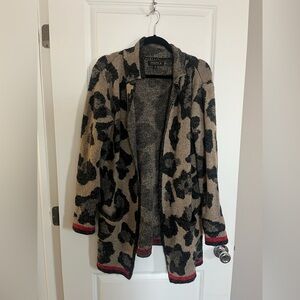 Joseph A Women's Black and Tan Leopard Teddy Jacket